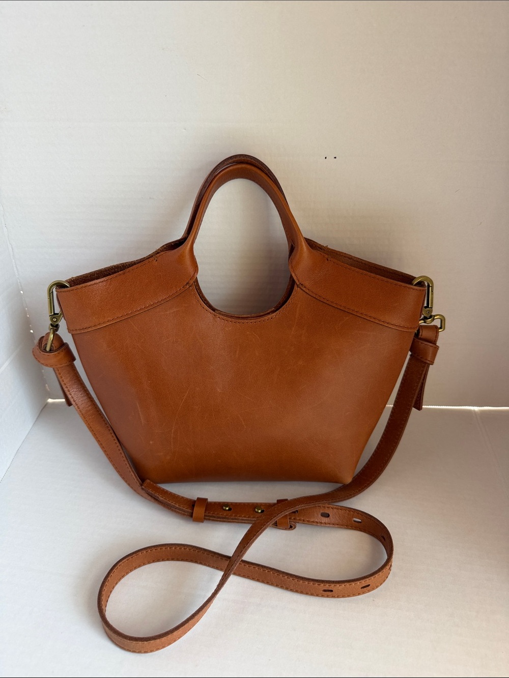 Madewell Brown Leather Crossbody Tote Bag